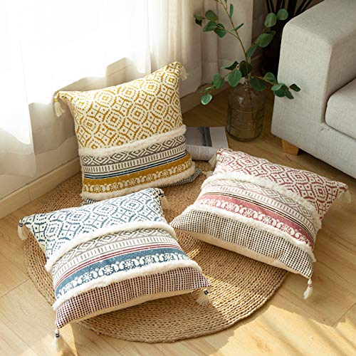 Blue Page SQ1041-YELLOW Boho Tufted Decorative Throw Pillow Covers thumb #4