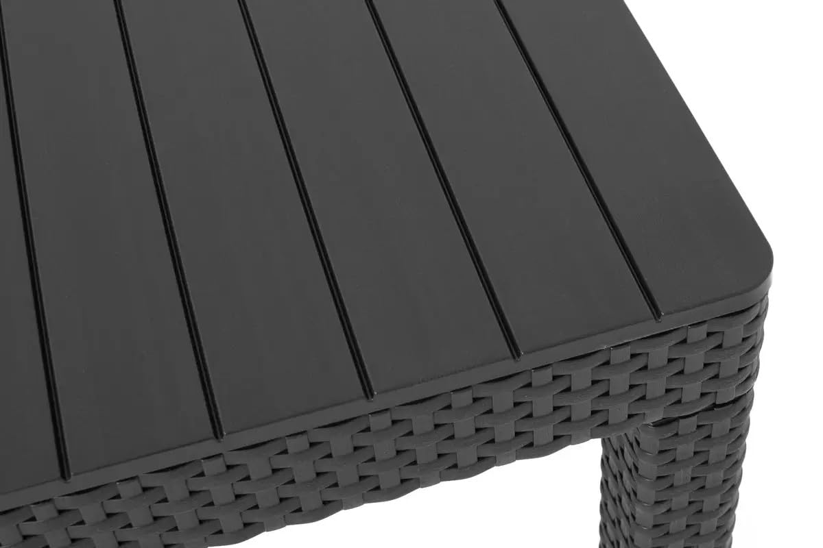 Keter - Conjunto de Jardín Sanremo con Dos sillones y sofá de 3 plazas con Mesa Auxiliar, Resina imitación ratán Trenzado.