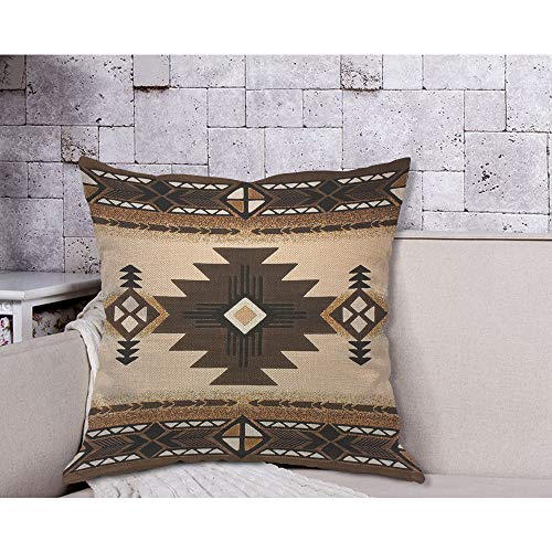 Aoyego PILLOWCASE-ZTT-B198 American Southwest Aztec Throw Pillow Cover Geometric Diamond Square Triangle Collage Patchwork Grain Brown Pillow Case 18X18 Inch Decorative Men Women Room Cushion Cover thumb #3