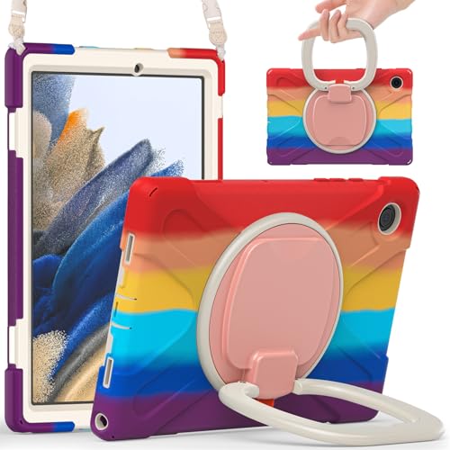 Coque Samsung Galaxy Tab A8 antichoc rouge avec support rotatif 360
