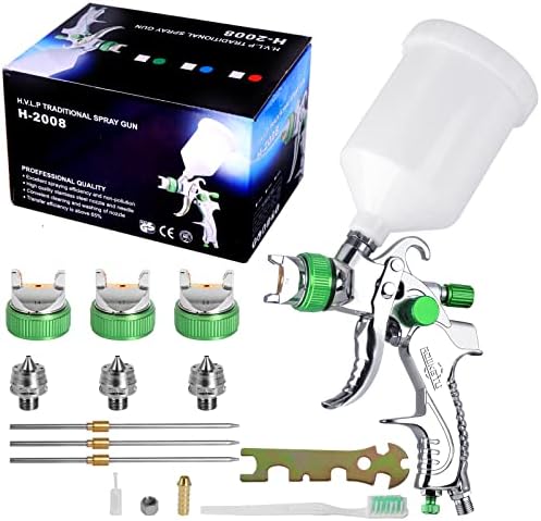 Paint Sprayer HVLP Spray Gun Set,Automotive Paint Gun with 3 Nozzles 1.4/1.7/2.0mm 600cc Cup Paint Spray Gun,Air Paint Sprayer Gun for Car Primer,Furniture Surface Spraying,Wall Painting
