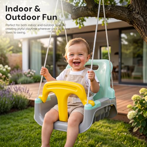 Image of Baybee 3 in 1 Baby Swing Chair | Hanging Jhula for Kids with Removable Front Bar | Baby Swing Jhula with Adjustable Backrest & Sturdy Base | Secure Seat Belt jhula for Kids 0 to 3 Years