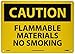 NMC C493RB CAUTION - FLAMMABLE MATERIALS NO SMOKING Sign - 14 in. x 10 in., Black Text on Yellow, Plastic Caution Sign