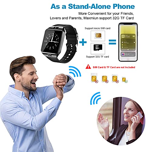 Padgene Bluetooth Smartwatch,Touchscreen Wrist Smart Phone Watch Sports Fitness Tracker With Sim Sd Card Slot Camera Pedometer (Black (Black Band)) #TOP2