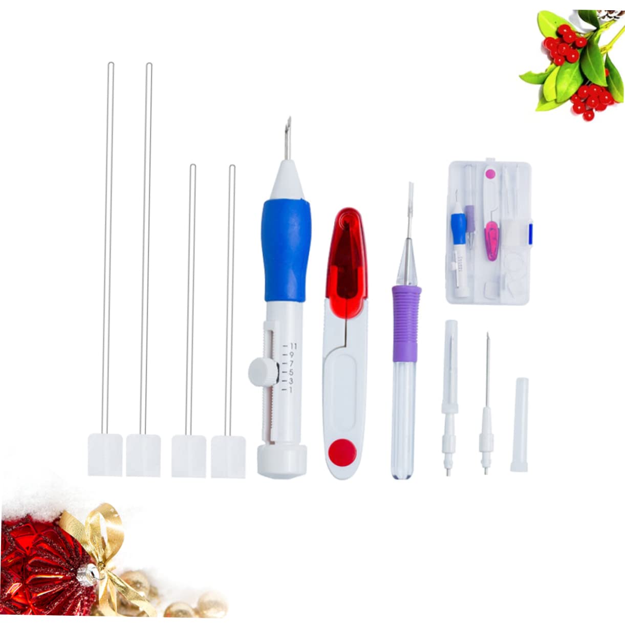 3stücke DIY Stanznadel Stickerei Set Einstellbares Werkzeug Für Anfänger Nadeln Und Stickgarn Für Kreative Handarbeiten Und Heimdekoration