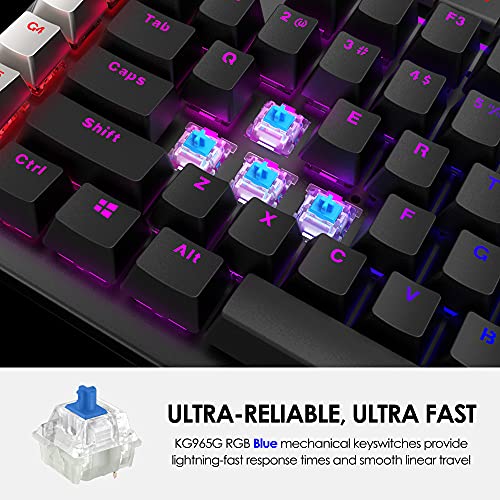 Image of MARVO KG965G RGB Mechanical Gaming Keyboard, 119 Keys Including 10 Macro Keys, Media Control, with Wrist Rest, Blue Switch