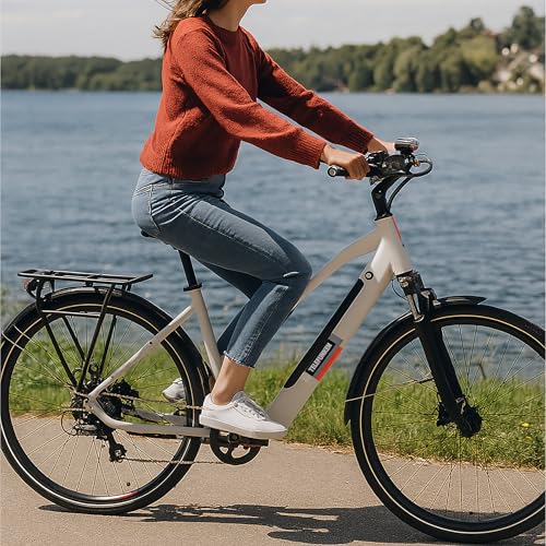 TELEFUNKEN E-Bike 28 Zoll Fahrrad für Damen | Trekking Pedelec mit 8-Gang Kettenschaltung & Scheibenbremsen | 250 W Heckmotor & integriertem 417,6 Wh Li-Ion-Akku | inkl. Panzerkabelschloss – Bild 6