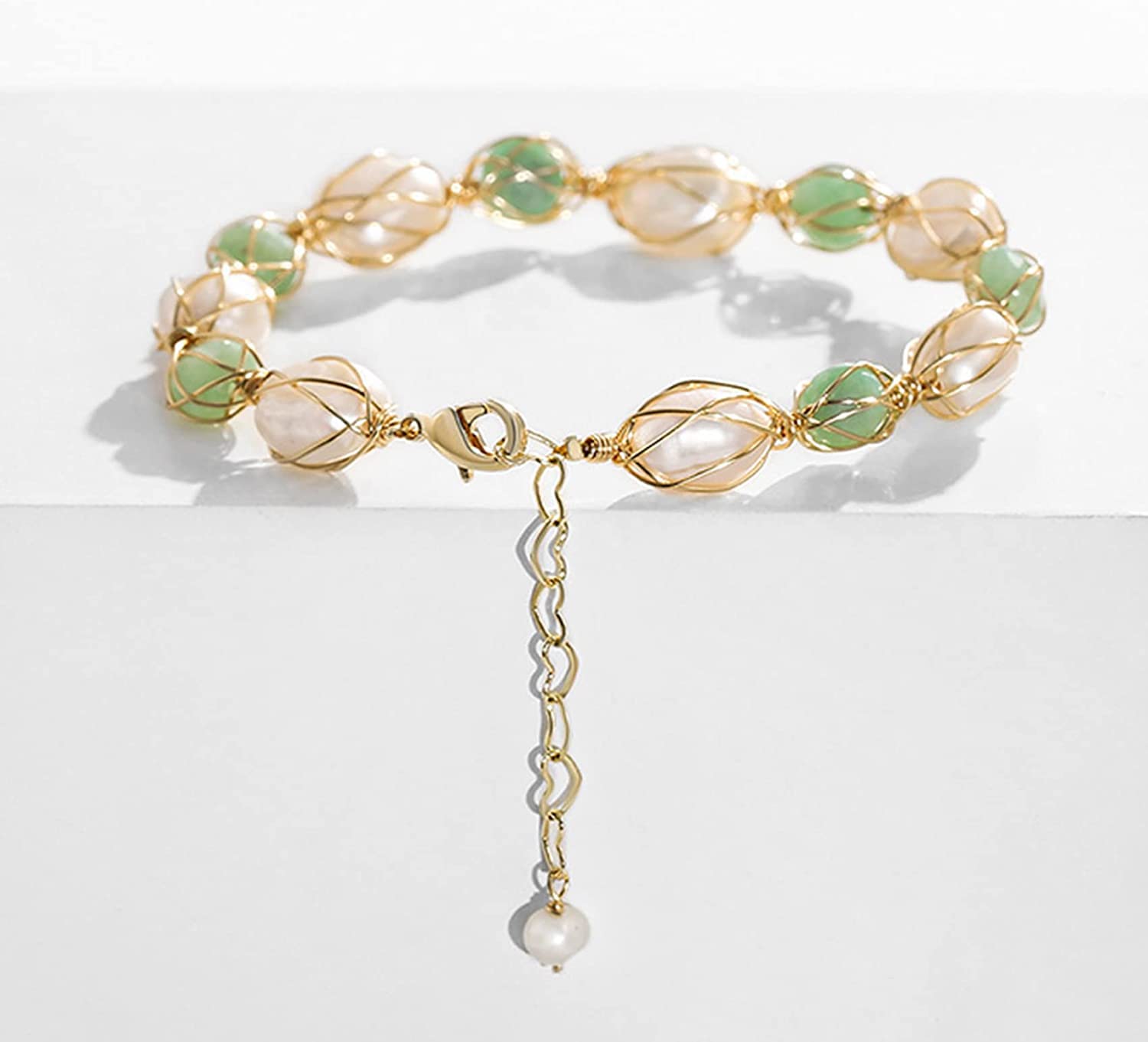 Cuerda de mano, cuentas de pulsera Pulsera de cuarzo de fresa natural Pulsera de perlas blancas de agua dulce Pulsera for mujer Pulsera de cristal de cuarzo de chakra Pulsera de piedra de nacimiento P