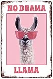 Vintage Metal Signs - No Drama Llama Tin Sign Cool Funny Poster Wall Art Decor Plaque for Home Bar Club Cafe Office Kitchen Bathroom 8x12 inch