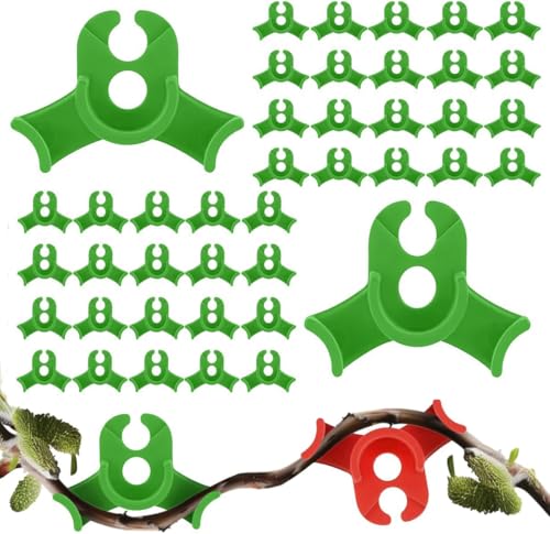 QIMMU 40 Stück Pflanzenbieger,Lst Clips,90 Grad Low Stress Training Clips,Pflanzenclips,Zum Biegen von Pflanzenstämmen und Ändern der Wuchsrichtung(Grün)