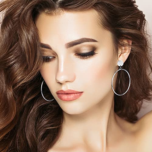 Subiceto 9 Pairs Clip on Earrings for Women Statement Clip On Earrings 14K Gold Plated Large Geometric Clip Earrings Square Rectangle Round Clip Dangle Earrings Non Pierced Earrings Set3