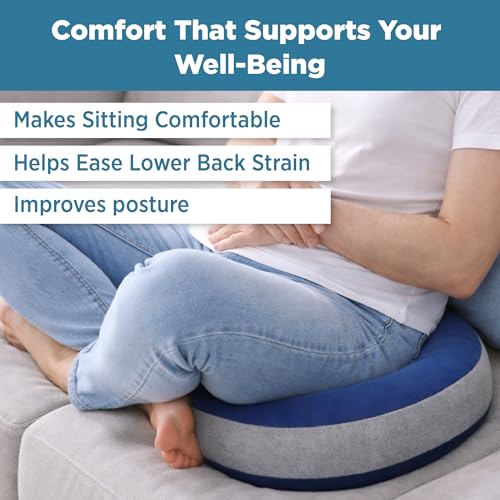Image of ComfyHug Donut Pillow - Orthopedic High-Resilience Foam Hollow Centered Ring Seat Cushion for Piles, Hemorrhoids, Tailbone & Sciatica Pain | for Office Chair, Car & Wheelchair | Washable Cover