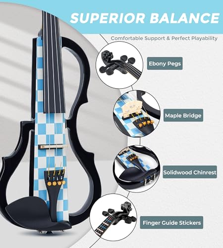 Vangoa AVVE-4 Electric Violin 4/4 Full Size Set Fiddle, Solid Maple Wood Electronic Acoustic Violins Silent Violin Kit thumb #5