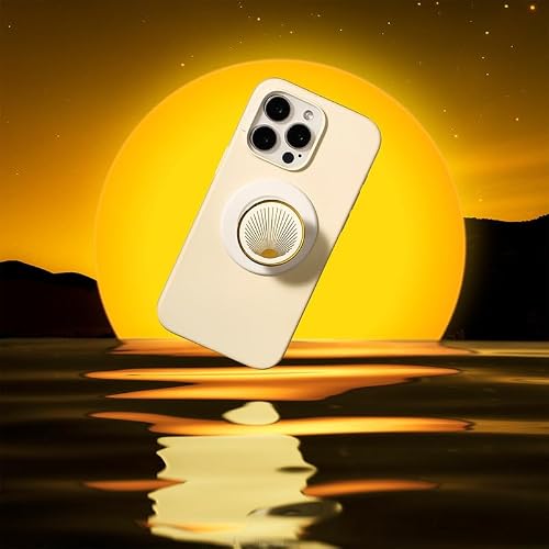 PopSockets Okrągły uchwyt do telefonu kompatybilny z MagSafe, w zestawie pierścień adaptera, uchwyt na telefon, kompatybilny z bezprzewodowym ładowaniem - emaliowany promienny biały
