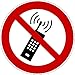 Interdiction interdit d´activer des téléphones mobiles portables GSM - autocollant vinyl waterproof - Diamètre de 200 mm