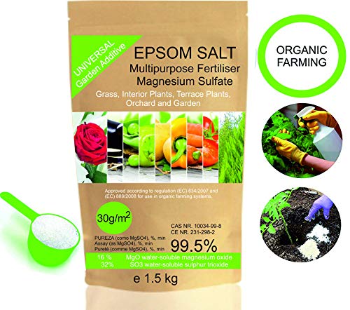 bleu & marine Bretania Sel Epsom Engrais de Jardin Universel Ecologique 1.5kg Fertilisant Potager Nutriment Plantes d'intérieur, Feuilles Jaunes, Tomates, Pelouse