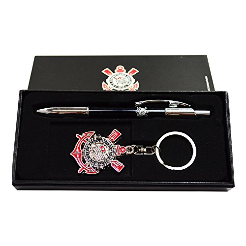 Jogo Caneta Roller Ball De Metal Com Chaveiro Corinthians
