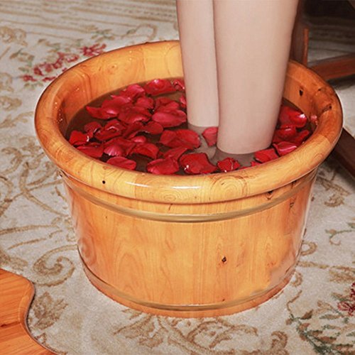 Spa para pies con masaje y burbujas de madera sólida miniatura 2