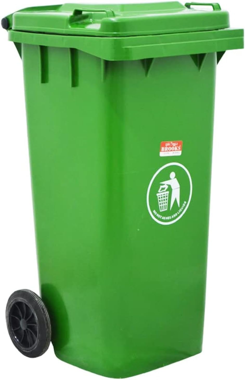 Brooks Plastic Waste Trash Garbage Bin 120ltr with Wheel (GREEN)