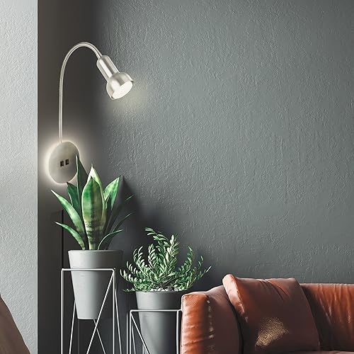 Aplique de pared Briloner para leer en la cama con luz ambiental de fondo níquel mate 6