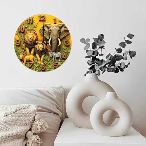 Reloj de pared de madera Safari Animal 10 pulgadas, silencioso miniatura 6