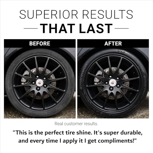 Image of CAR GUYS Tire Shine Spray - The Perfect Deep Black Shine - Long Lasting Car Tire Dressing - No Sling & Dry to Touch - 18 Oz Kit with Applicator