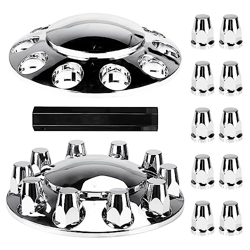 Youxmoto Front Axle Wheel Cover Standart Hubcap 33mm for Semi Truck Chrome Plated ABS Plastic Universal Fit 2 Pack