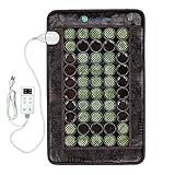 HealthyLine Heating Pad with Far Infrared Radiant Heat Technology 32in x 20in - Hot Stone Therapy - Negative Ions - 50 Pieces Natural Gemstone, 1 Count (Pack of 1)