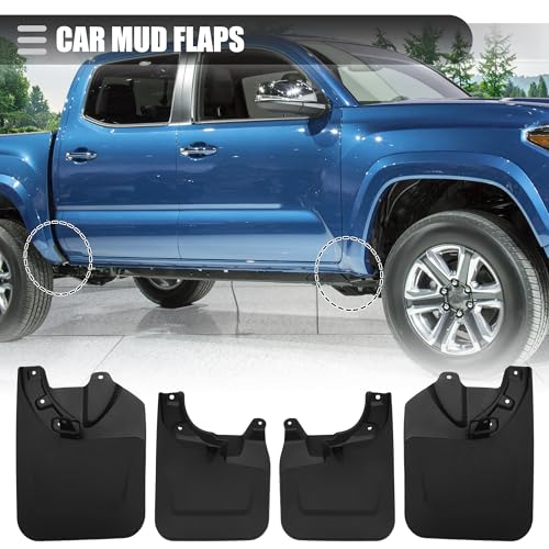 Image of Motoforti Car Mud Flaps, Splash Guards, for Toyota Tacoma 2023, Plastic, with Screw, Black, 1 Set