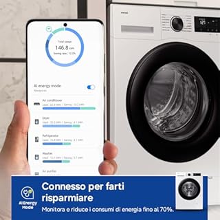 Samsung Lavatrice Crystal Clean WW80CGC04DAEET Libera installazione, 8 Kg, Wifi, Ecobubble, Vapore, Carica Frontale, 60l x 85h x 60p cm