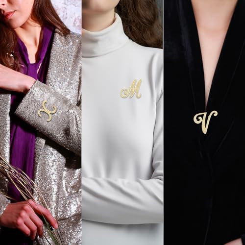 Image of PATIKIL Letter Brooch Pins, Pearl Initial Alphabet Letter Lapel Badges Pin for Women Men Girl Wife Suits Clothes Dress Bouquet Coat Hat Bag Craft Party