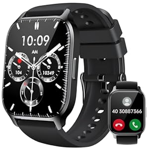 Smartwatch-Herren-Damen-mit-Telefonfunktion – 1,85“ HD Smart Watch mit Message Reminder, 112+ Sportmodi IP68 Wasserdichte Fitnessuhr, Sportuhr mit Puls-Schlaf-Monitor Schrittzähler für Android/iOS