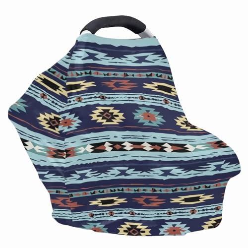 Image of Youngerbaby Western Aztec Nursing Cover Carseat Canopy Car Seat Covers for Babies Mom Breastfeeding Scarf Infant Multi Use Cover for Baby Stroller Shopping Cart Feeding High Chair