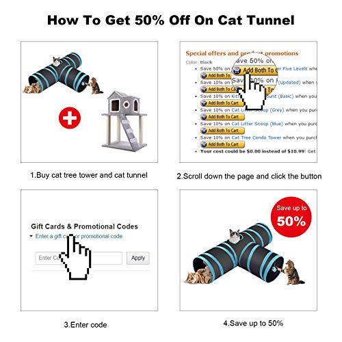 CO-Z Cat Tree Condo Tower with Ladder and Scratching Posts Kitty Trees House Bed Furniture for Kittens