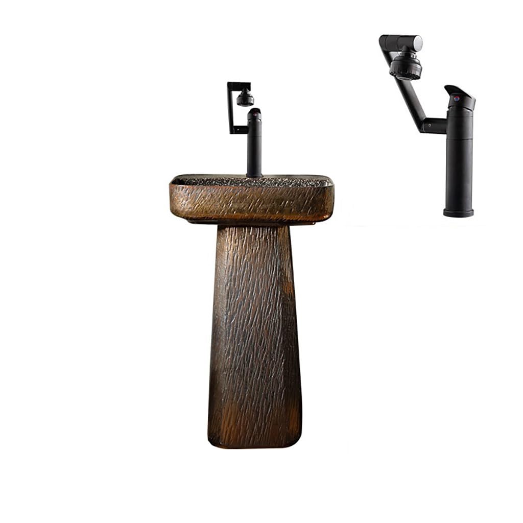 Rkvxcjhdr B Pedestal Sink Retro Wash Asin Pedestal Sink, Indoor Wash Asin Garden Pedestal Asin Athroom Sinks(B)