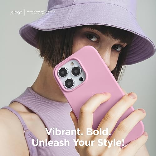 Image of elago Compatible with iPhone 15 Pro Case, Liquid Silicone Case, Full Body Protective Cover, Shockproof, Slim Phone Case, Anti-Scratch Soft Microfiber Lining, 6.1 inch (Hot Pink)