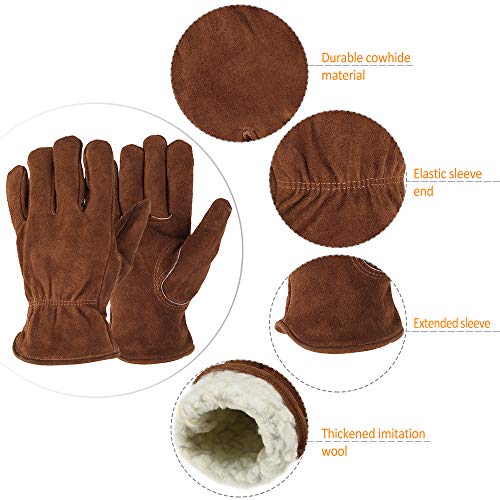 Luvas de esqui, Andoer Luvas engrossadas térmicas de inverno Luvas quentes para trabalho de inverno