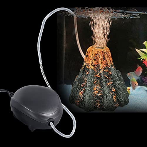 YWNYT Aquarium Volcano Bubble Ornament Kit, Fish Tank Air Bubbler Stone with Air Pump, Aquarium Light with 6 LEDs - Image 3