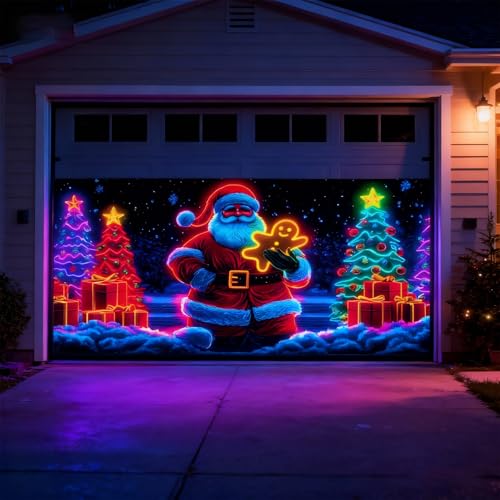 Couverture de garage plate activée par la lumière décor Père Noël 2D - 3