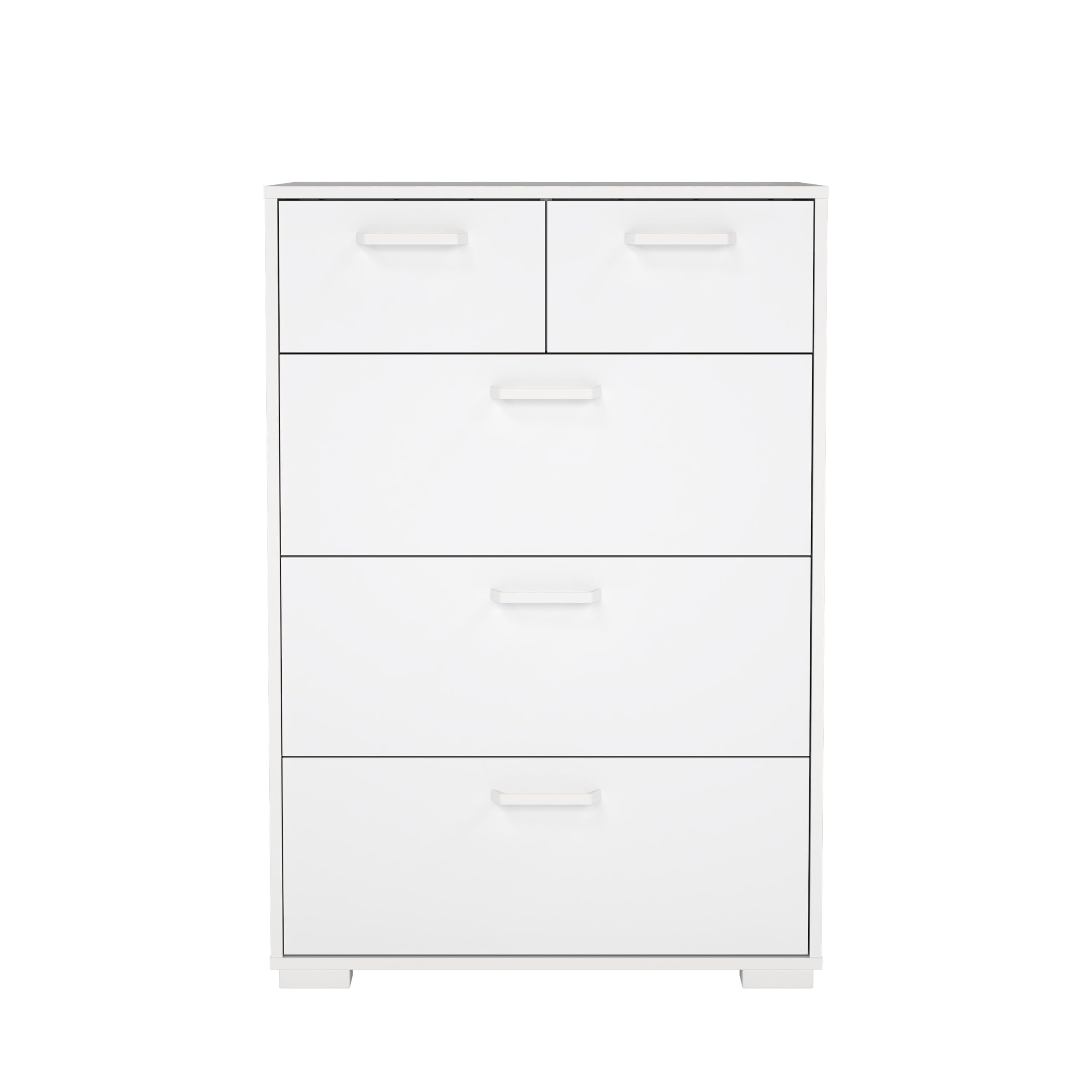 WELL HOME MOBILIARIO & DECORACIÓN Cómoda Eria, Cajonera Moderna con 5 Cajones, Color Blanco Alto Brillo, 71 x 40 x 102 cm