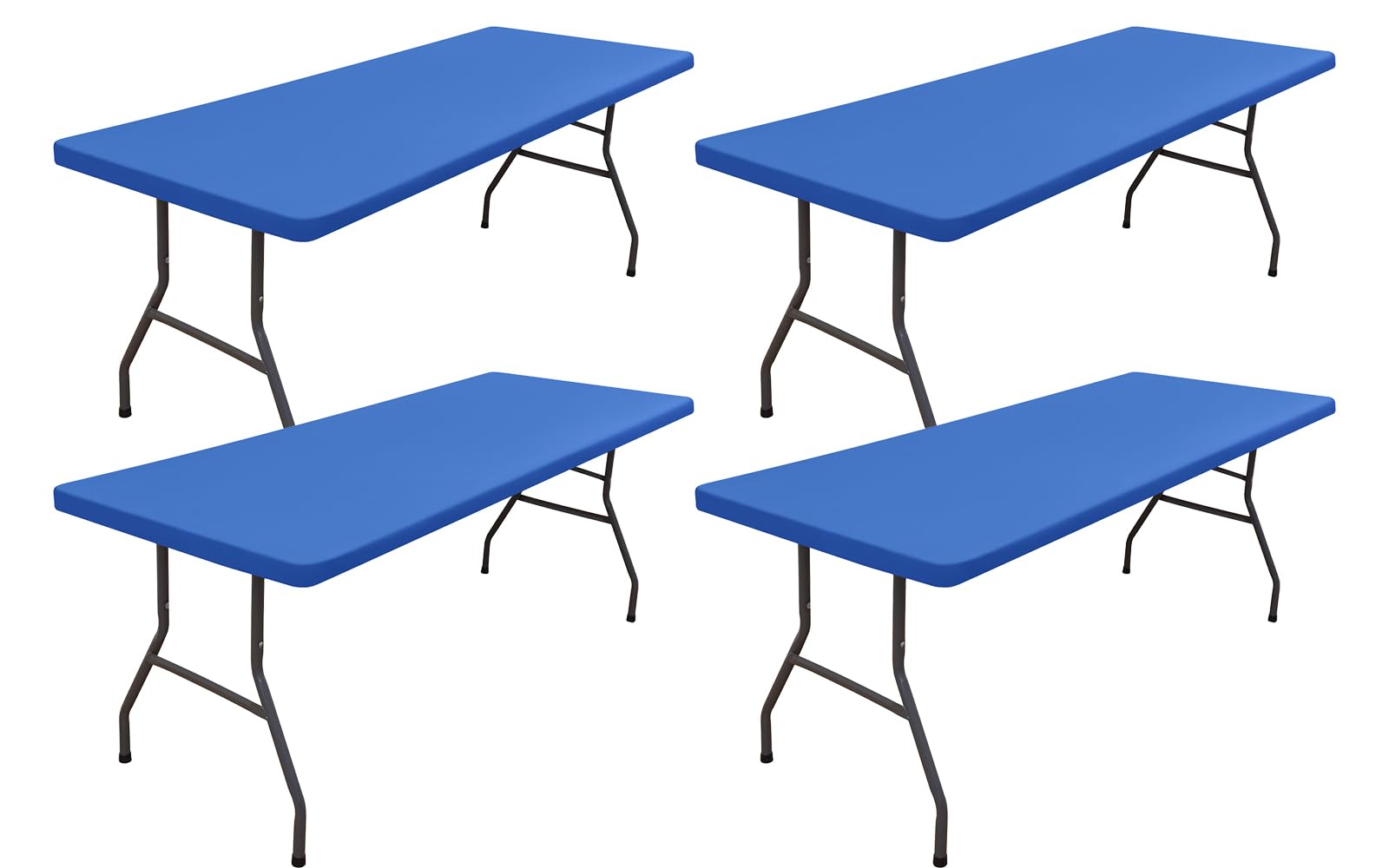 homing 4 Packs 6 Foot Rectangle Table Cloth, Waterproof Polyester Elastic Fitted Tablecloth, Washable Table Cover for Picnic, Camping, Outdoor (Blue, 30" x 72") — image 1