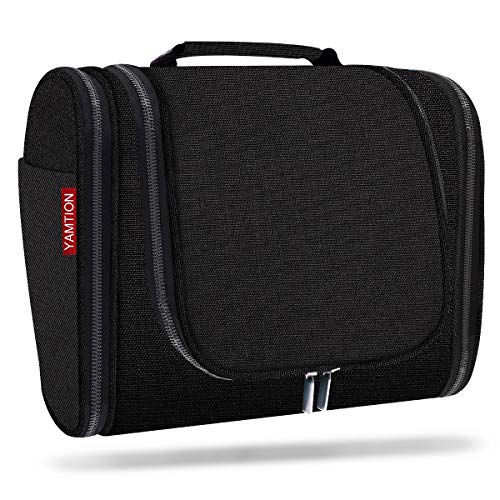 Premium Hanging Travel Toiletry Bag for Women and Men, Large Cosmetic Make up Organizer, Bathroom and Shower Organizer Kit with Sturdy Hook, Gifts for Women (Black)