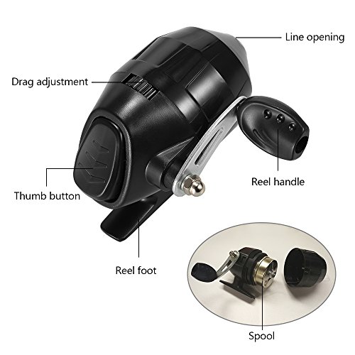 Festnight Fechado Pesca Reel Reel Fishing Spinning com linha de pesca (Black)