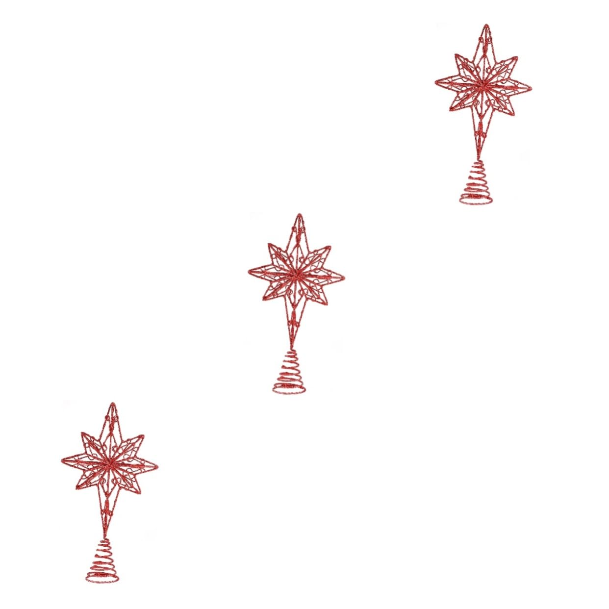 Zerodeko 3 Pièces Étoile de Noël octogonale en Haut du Sapin étoile de la des Arbres de noël Topper étoile de Sapin de noël Decoration Noel Decoration de Noel décor d'or Ornement Métal