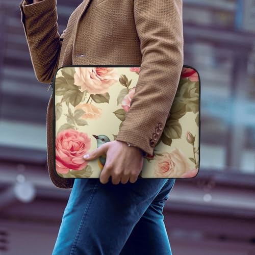 Funda para laptop 10 pulgadas con diseño rosas y aves miniatura 6
