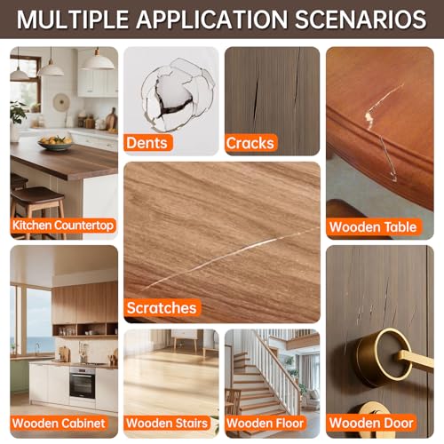 Laminat Reparaturset 12 Farben Braun, Hartwachs Reparaturset, Holzreparatur Set, Holzwachs Reparatur, für Parkett, Fliesen, Vinyl, Holz,Laminat, Reparatur von Löchern Kratzern und Rissen
