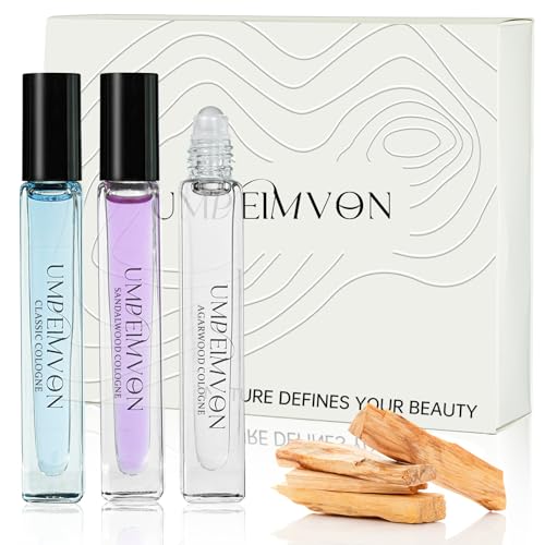 Image of 3 Pack Unisex Cologne for Men Women Cologne Perfume Oil Roll On, Classic, Sandalwood, Agarwood, Travel Size 0.33 fl.oz