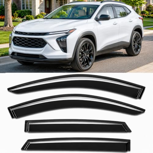 Image of 2024-2026 Tape-On Rain Guards for Chevrolet Chevy Trax Side Window Visor Deflectors Extra Thick Tinted Vent Shades LS 1RS LT 2RS ACTIV 2025