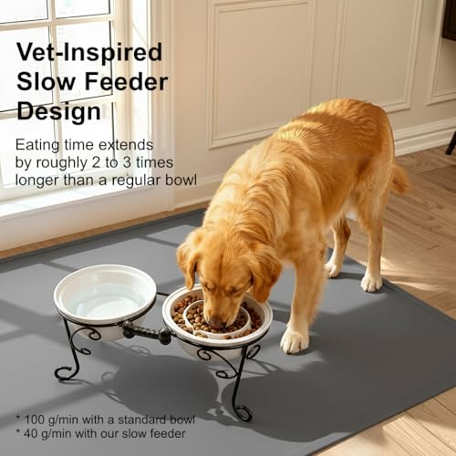 BestVida Erhöhter Haustierständer, Wasser-/Futternapfhalter, Futterbar, Futterstation für mittelgroße und große Hunde, Doppelnapfständer, Hundebar