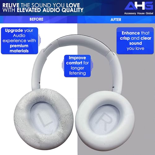 Almohadillas para auriculares AHG Premium de reemplazo para Soundcore Space Q45 (blanco) — Cuero proteico premium y espuma de alta densidad miniatura 4